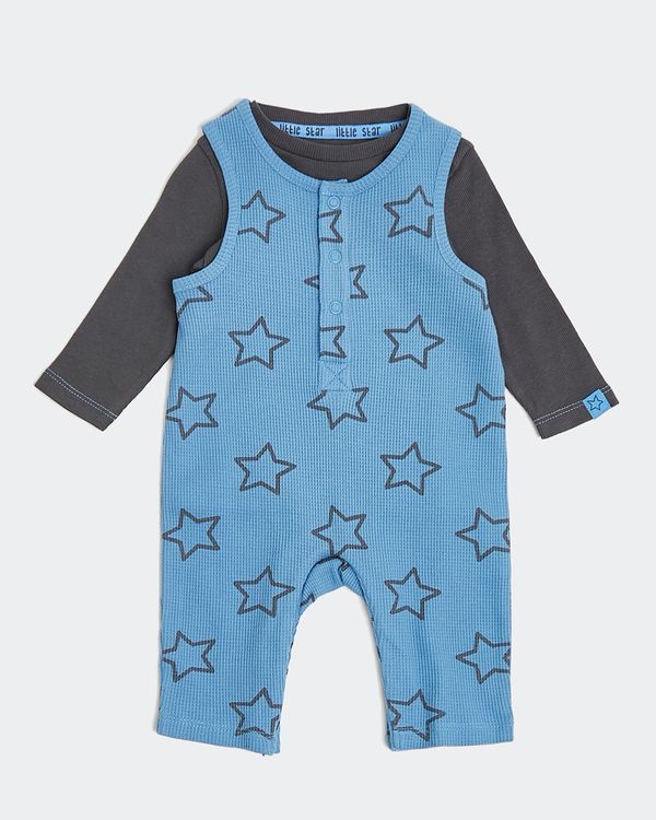 Two-Piece Star Waffle Dungarees (Newborn - 12 months)