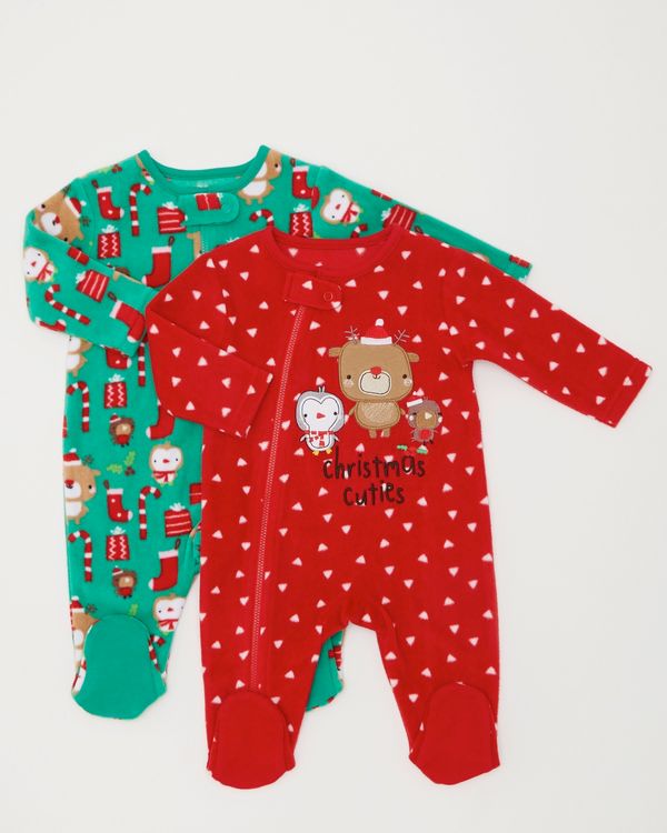 Christmas Fleece Sleepsuits - Pack Of 2 (0-23 months)