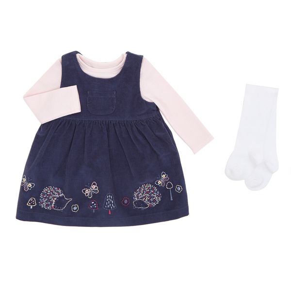 Cord Dress Set With Tights