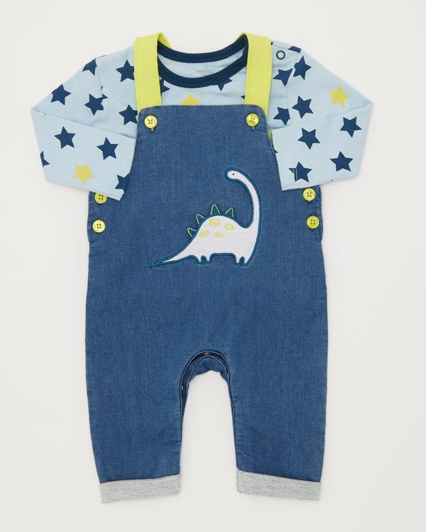 Two-Piece Denim Knit Dino Dungarees (0-12 months)