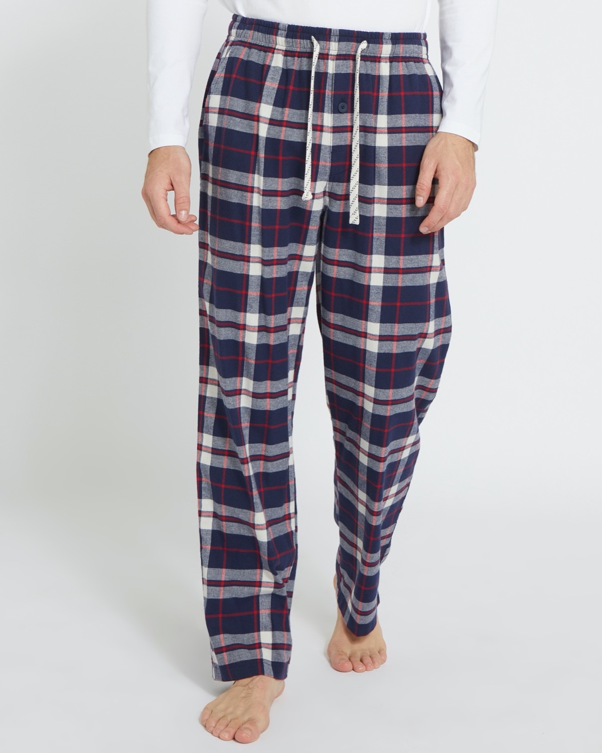 Dunnes Stores | Navy-red Pure Cotton Lounge Pants