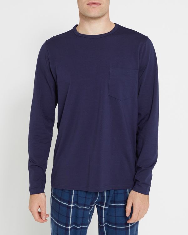 Dunnes Stores | Navy Long-Sleeved Stretch Pyjama Top