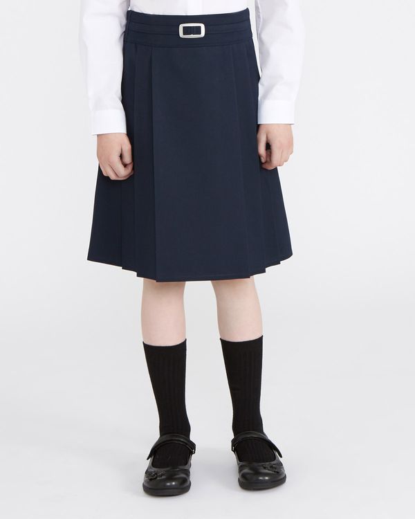Buckle Waist Pleated Skirt