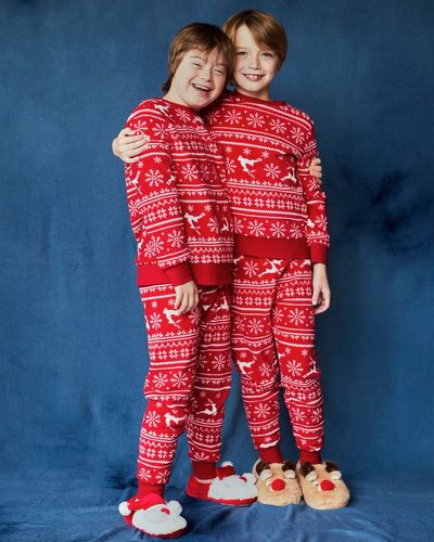 Family Fluffy Fair Isle Kids Pyjamas (12 months-14 years)