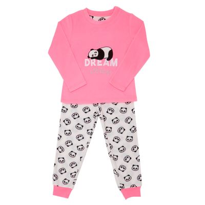 Girls Fleece Pyjamas - Panda thumbnail