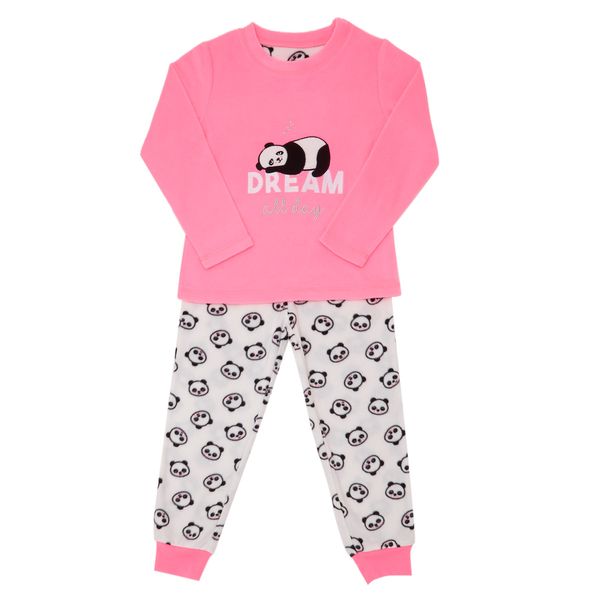 Girls Fleece Pyjamas - Panda