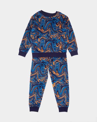 Dunnes Stores | Dark-blue Velour Pyjama Set (2-14 years)