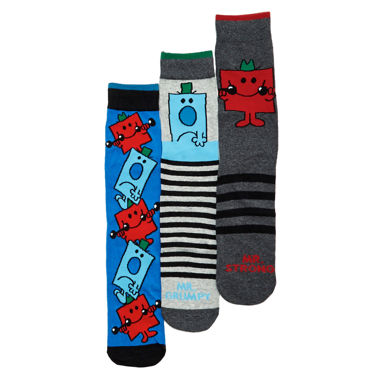 Dunnes Stores | Blue-red Mr. Men Socks - Pack Of 3