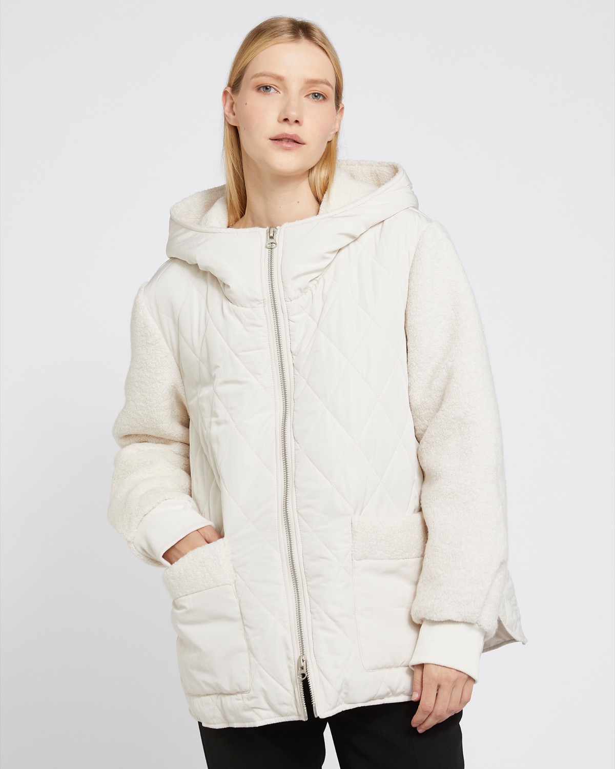 Dunnes Stores | Cream Carolyn Donnelly The Edit Borg Quilted Jacket