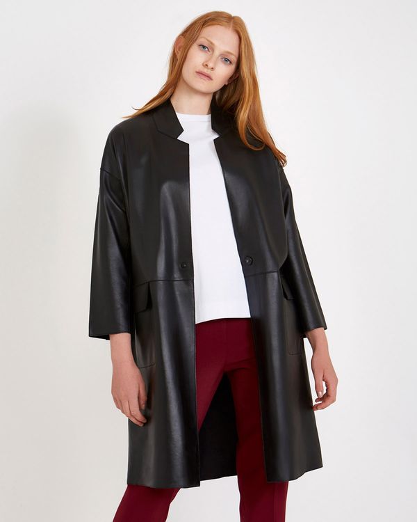 Carolyn Donnelly The Edit Black Leather Coat