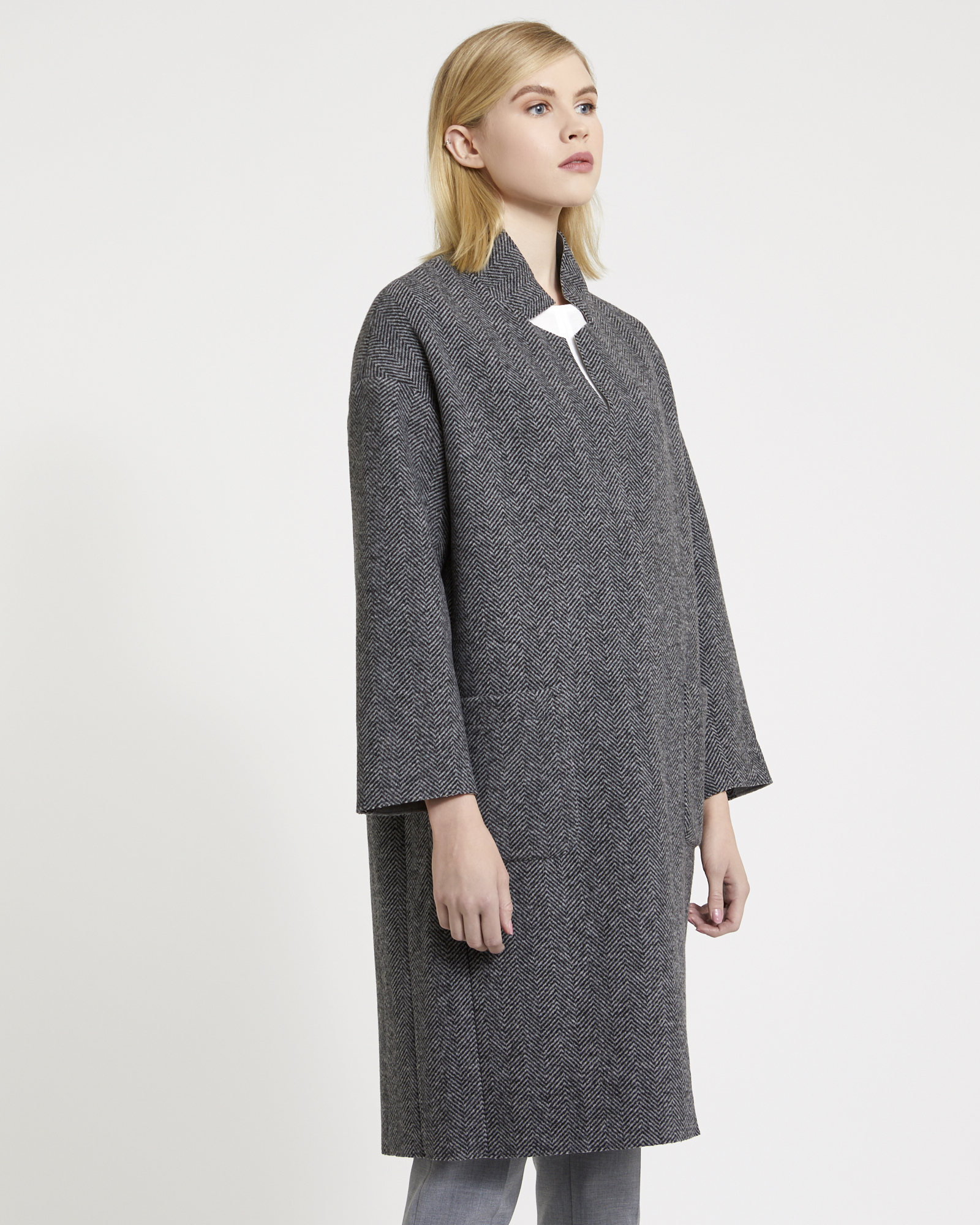 Dunnes Stores | Black-grey Carolyn Donnelly The Edit Bonded Wool Mix Coat