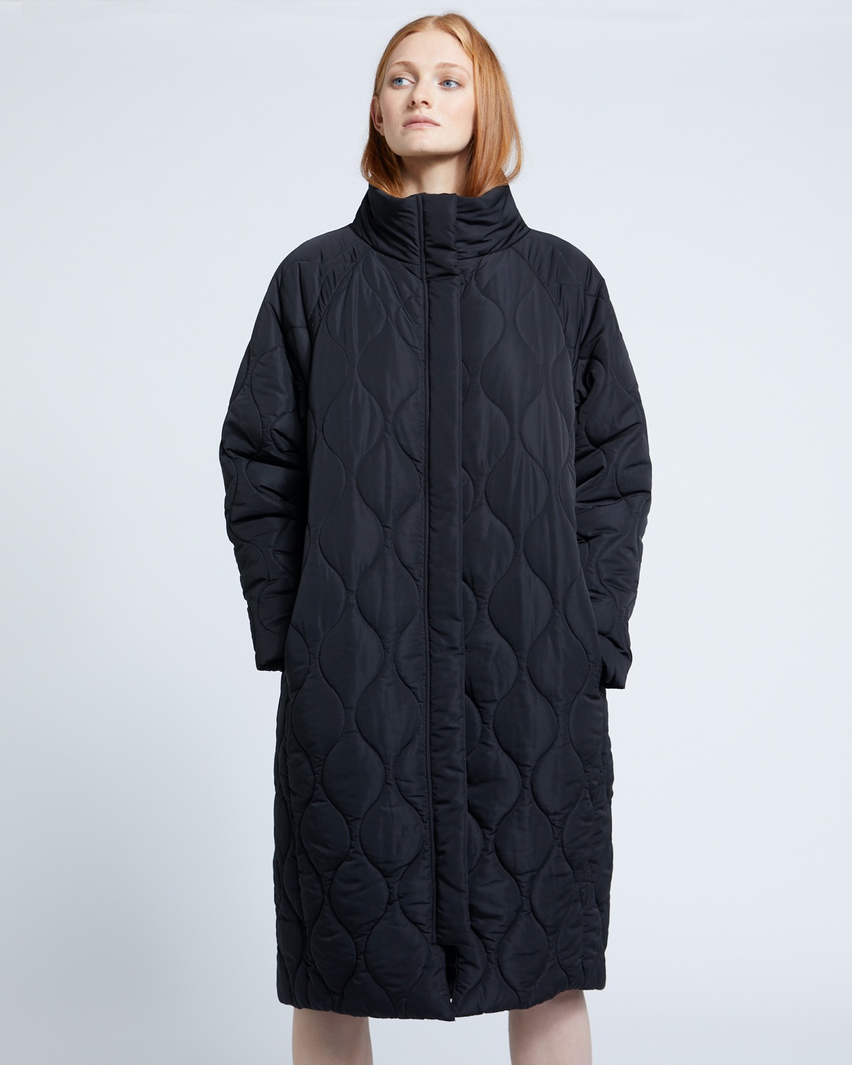 Dunnes Stores | Black Carolyn Donnelly The Edit Quilted Raglan Coat