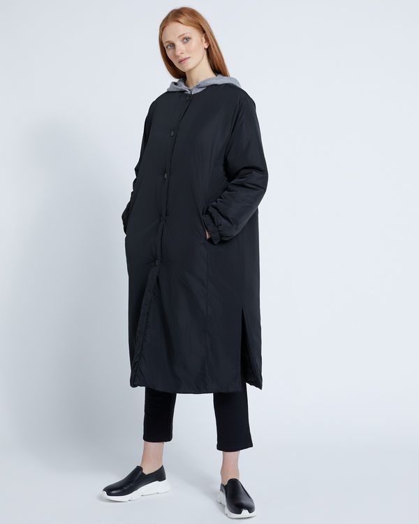 Carolyn Donnelly The Edit Gathered Cuff Quilted Coat Black