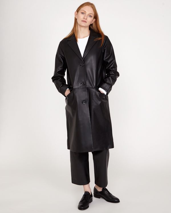 Carolyn Donnelly The Edit Leather Coat With Revere Collar