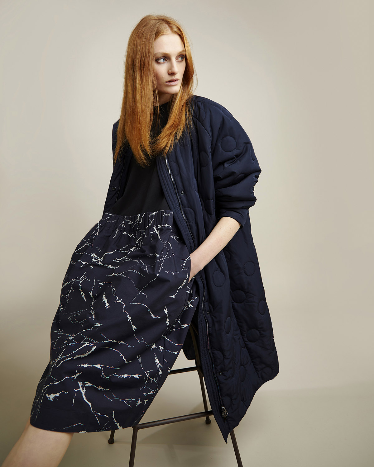 Dunnes Stores | Navy Carolyn Donnelly The Edit Circle Quilted Coat
