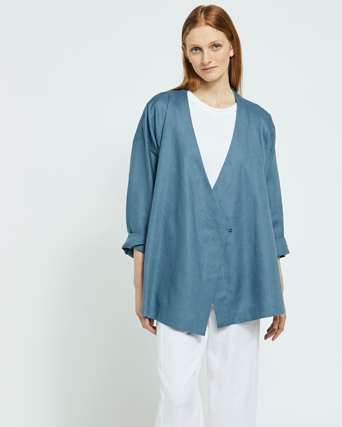 Dunnes Stores | Blue Carolyn Donnelly The Edit Throw On Linen Jacket