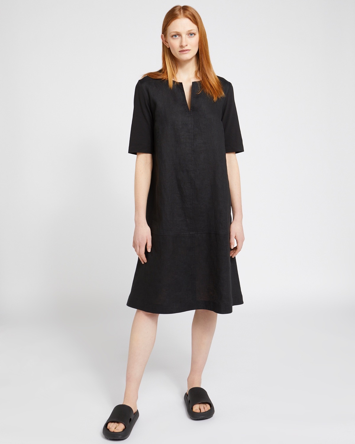 Dunnes Stores | Black Carolyn Donnelly The Edit Split Neck Linen Dress