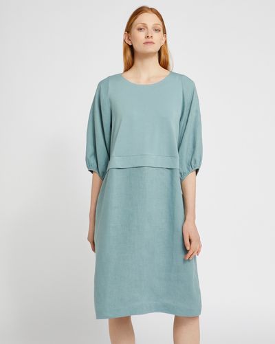 Carolyn Donnelly The Edit Gathered Sleeve Linen Dress