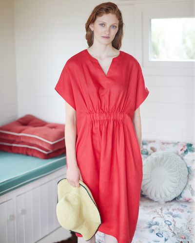 Carolyn Donnelly The Edit Elastic Front Linen Dress
