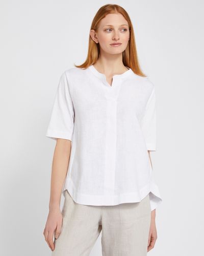 Carolyn Donnelly The Edit White Bartack Linen Top