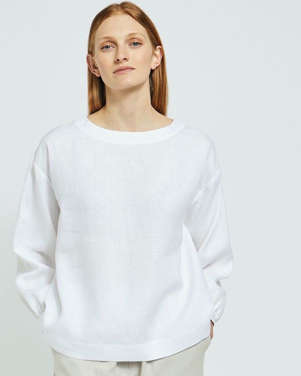 Carolyn Donnelly The Edit Gathered Sleeve Linen Top