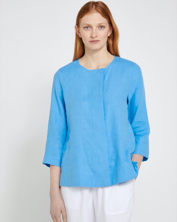 Carolyn Donnelly The Edit Blue Concealed Front Button Top