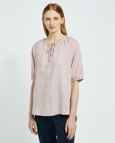 Carolyn Donnelly The Edit Pink Tie Neck Linen Top