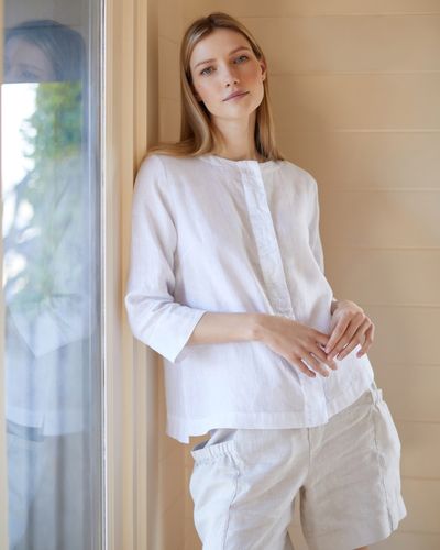 Carolyn Donnelly The Edit Concealed Placket Linen Top thumbnail