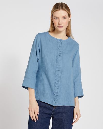 Carolyn Donnelly The Edit Concealed Placket Linen Top thumbnail