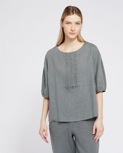 Carolyn Donnelly The Edit Ruffle Front Linen Top