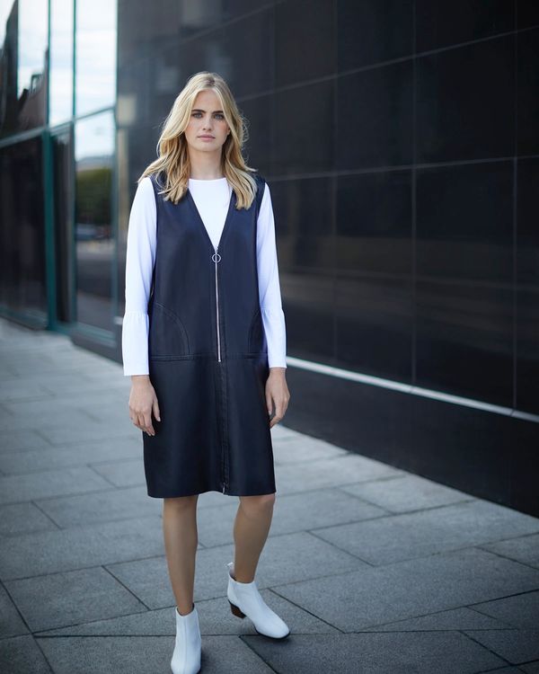 Carolyn Donnelly The Edit Leather Pinafore Dress