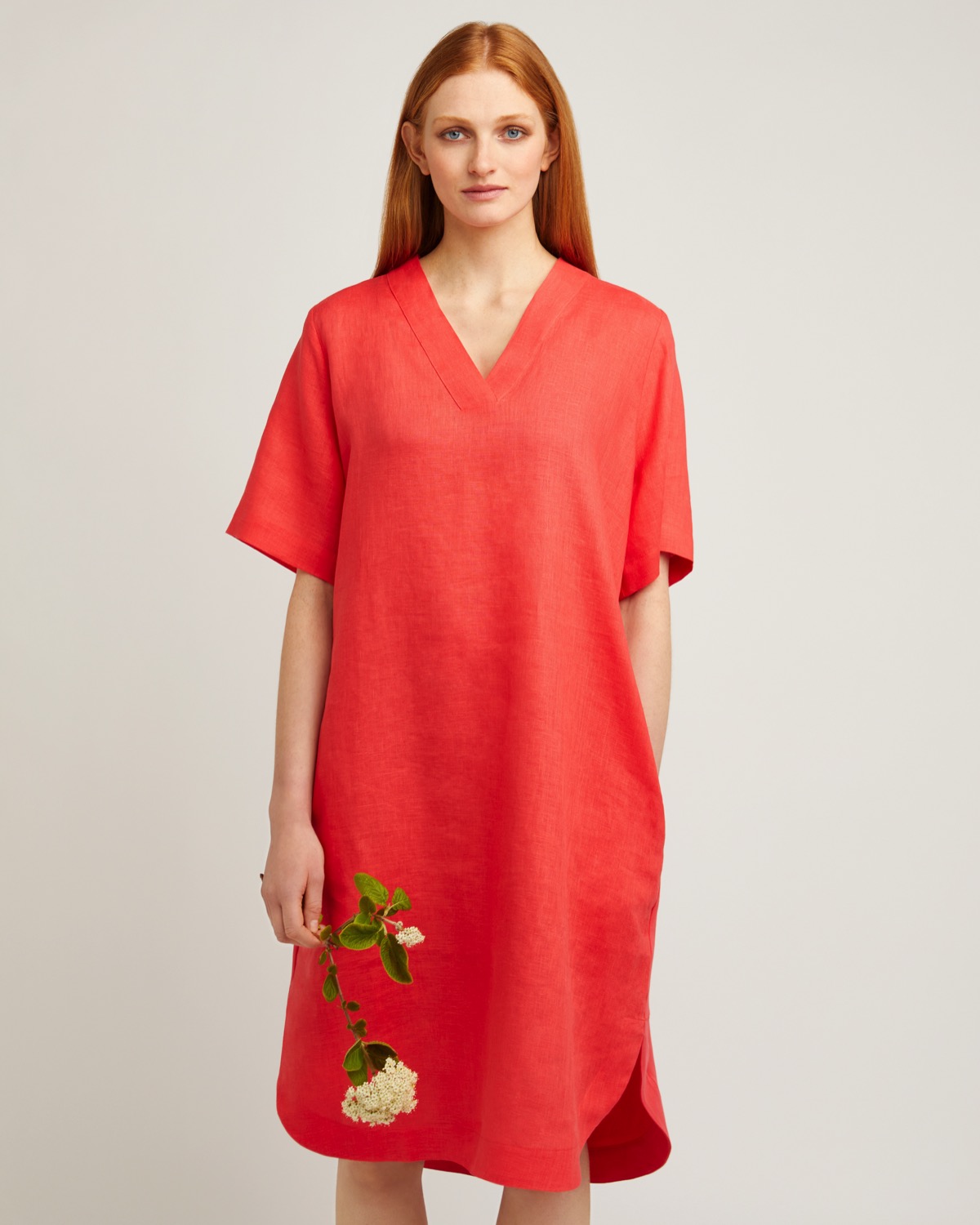 Dunnes Stores | Red Carolyn Donnelly The Edit V-Neck Linen Dress