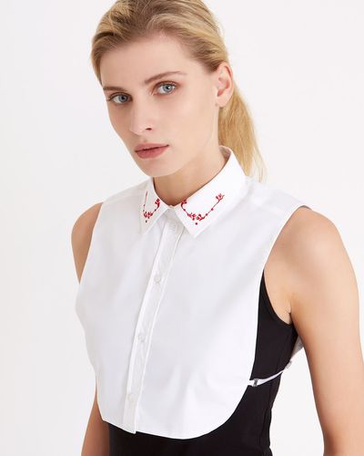 Carolyn Donnelly The Edit Red Embroidered Shirt Bib thumbnail
