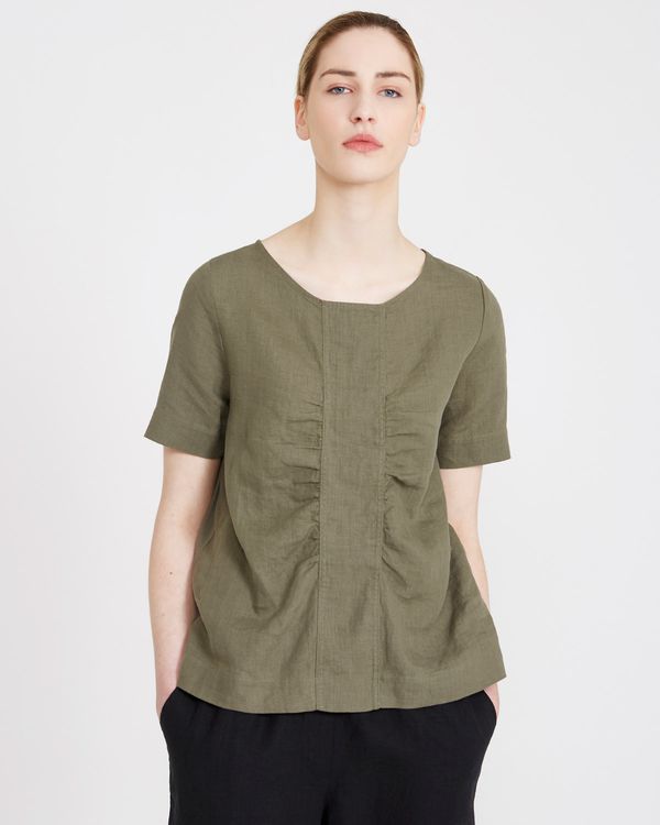 Carolyn Donnelly The Edit Linen Blend Gathered Top