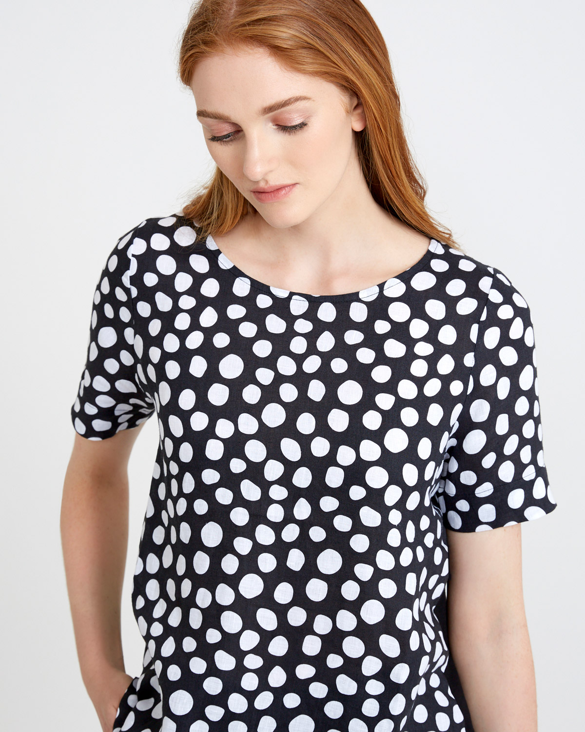 Dunnes Stores | Black Carolyn Donnelly The Edit Print Spot Linen Top