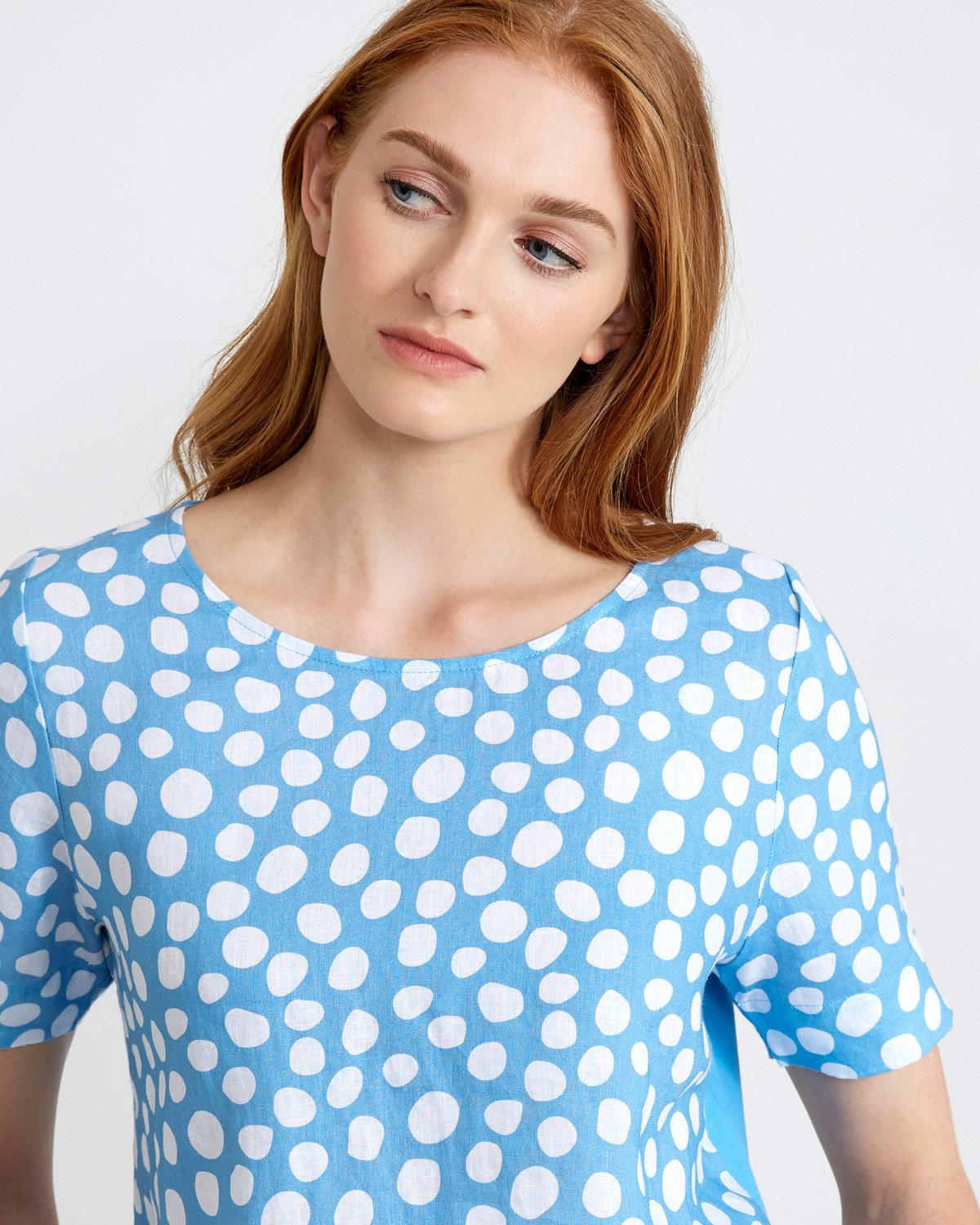 Dunnes Stores | Blue Carolyn Donnelly The Edit Spot Prit Linen Top