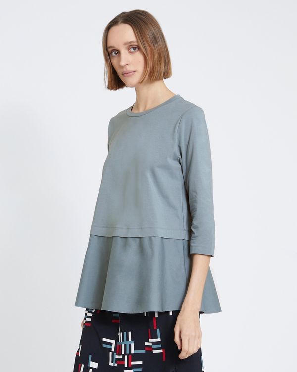 Carolyn Donnelly The Edit Blue Tunic Flared Top