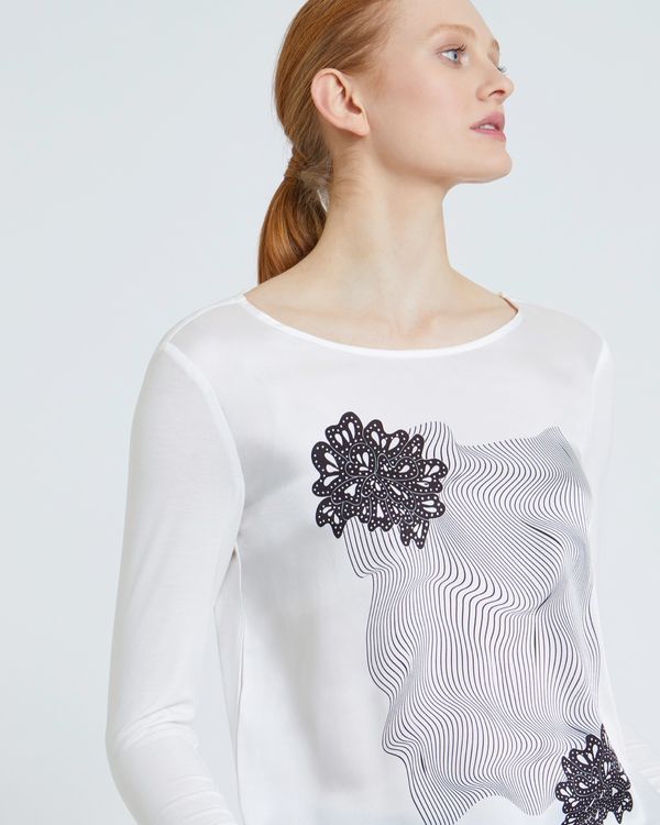 Carolyn Donnelly The Edit High Low Optical Petal Print Top