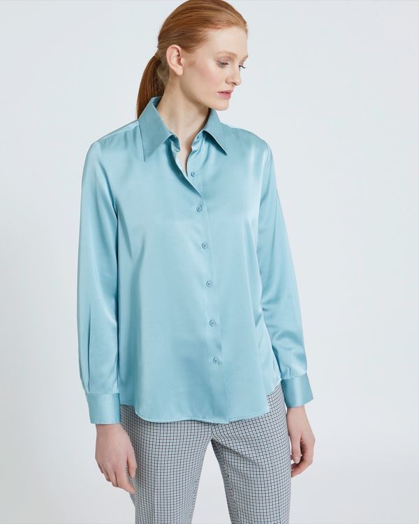 Dunnes Stores | Blue Carolyn Donnelly The Edit Poly Satin Blouse