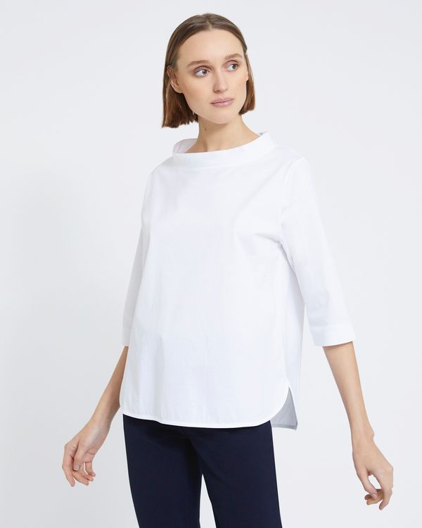 Carolyn Donnelly The Edit White Funnel Neck Top