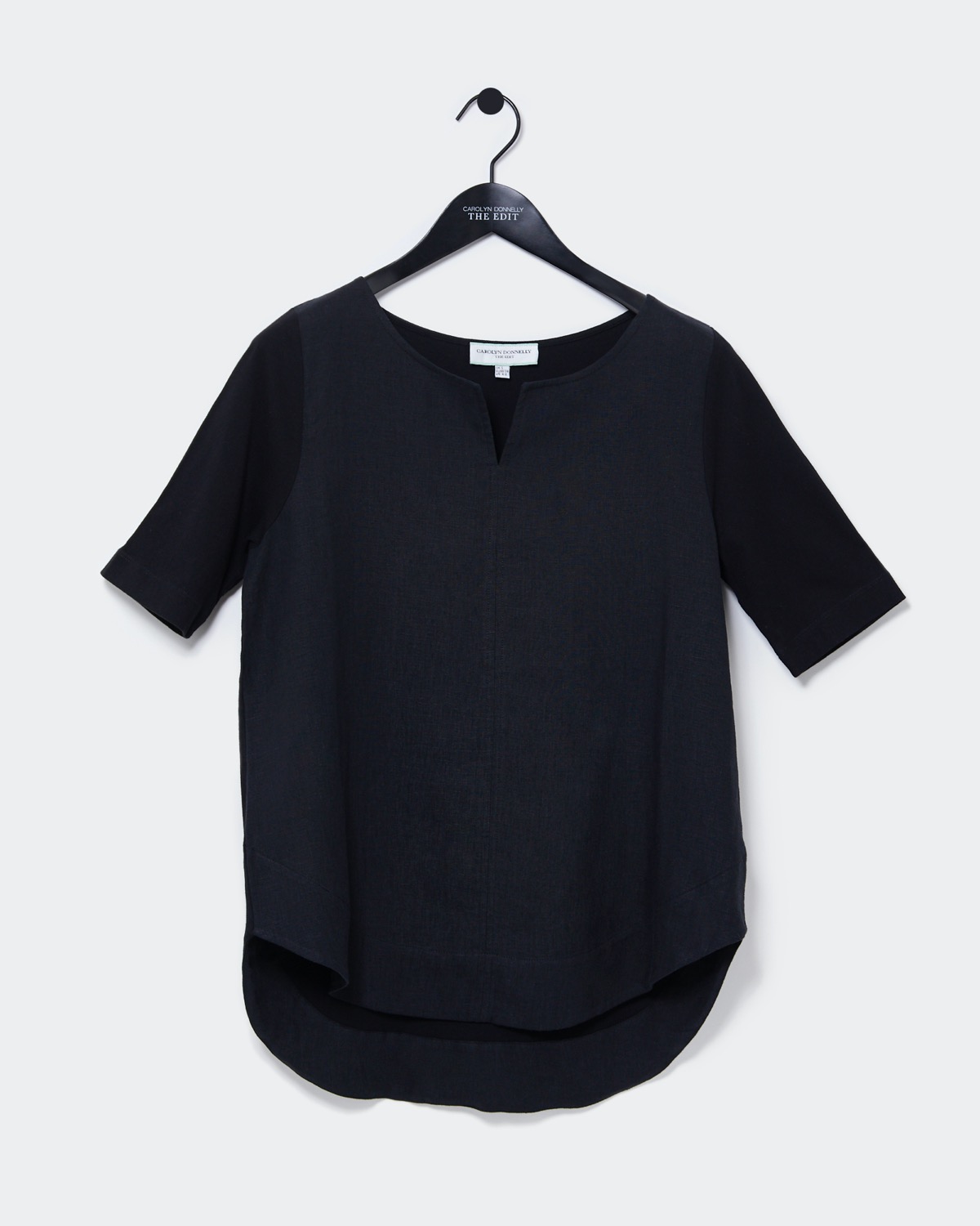 Dunnes Stores | Black Carolyn Donnelly The Edit Slit Neck Linen Top
