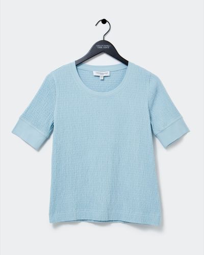 Carolyn Donnelly The Edit Blue Ruched Cotton Top thumbnail