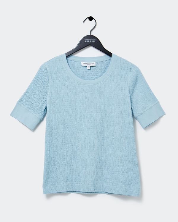 Carolyn Donnelly The Edit Blue Ruched Cotton Top