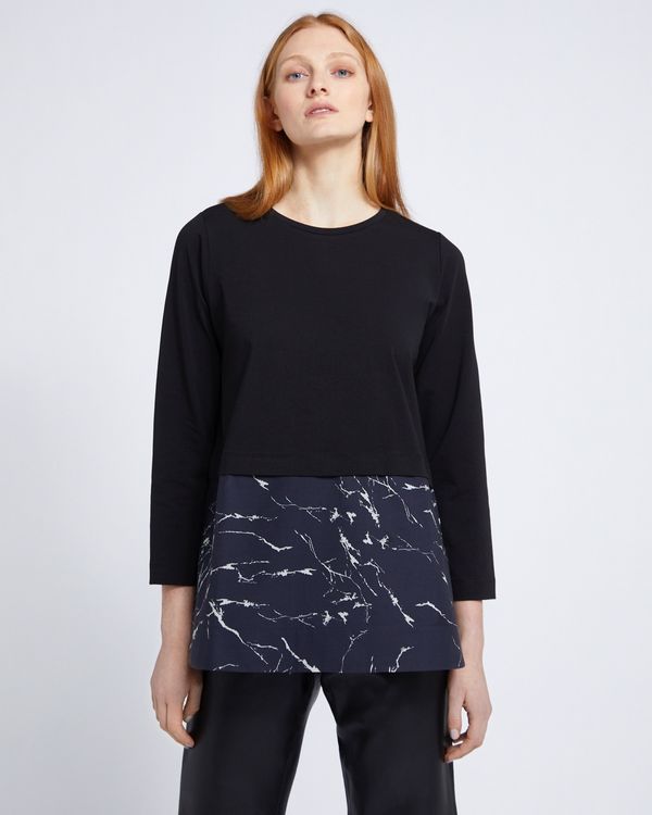 Carolyn Donnelly The Edit Marble Print Cotton Hem Top