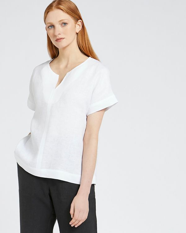 Carolyn Donnelly The Edit Slit Neck Linen Top