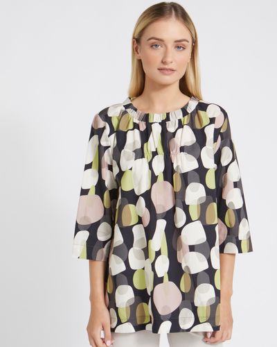 Carolyn Donnelly The Edit Printed Gathered Neck Top