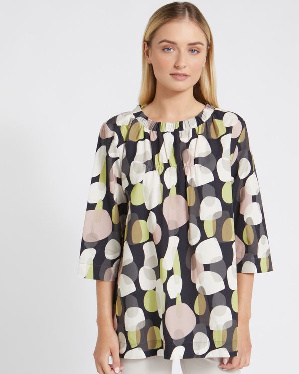 Carolyn Donnelly The Edit Printed Gathered Neck Top