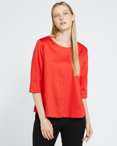 Carolyn Donnelly The Edit Red Front Seam Cotton Top