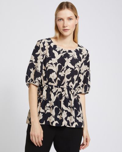 Carolyn Donnelly The Edit Gathered Waist Printed Top