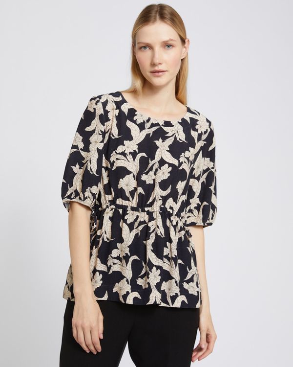 Dunnes Stores | Print Carolyn Donnelly The Edit Gathered Waist Printed Top